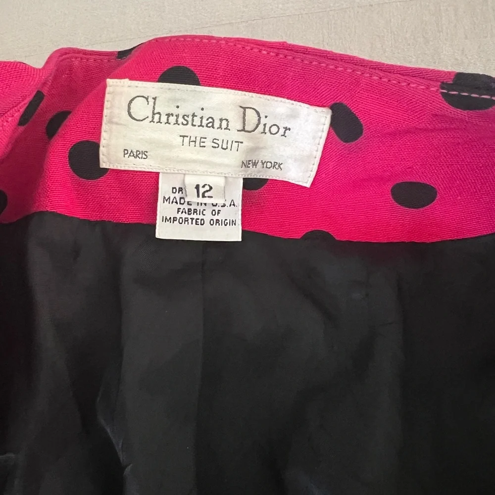 Vintage Christian Dior The Suit Pink Polka Dot Button Jacket
